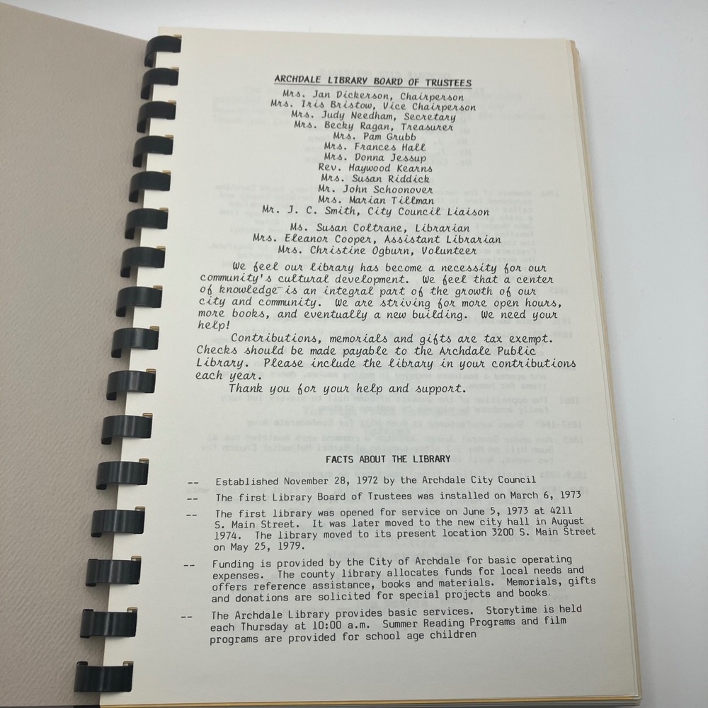 Archdale‎ Trinity Commemorative Cookbook Bush Hill 1986 Recipes Vintage Southern - Picture 2 of 9